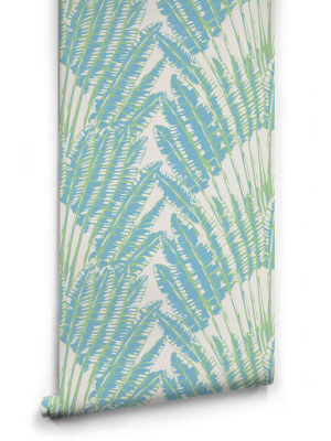 Feather Palm Wallpaper In Sea Breeze From The Kingdom Home Collection By Milton & King