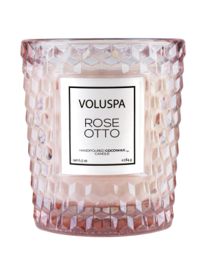 Classic Textured Glass Candle In Rose Otto