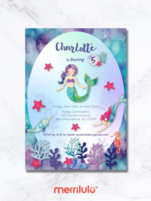 Mermaid Birthday Invitations - Digital