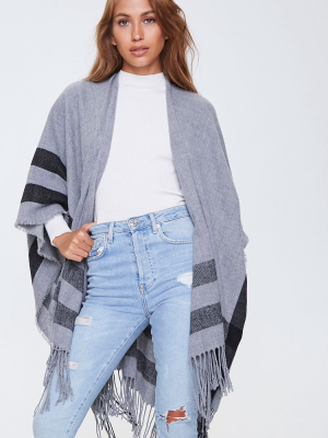 Fringe-trim Striped Shawl