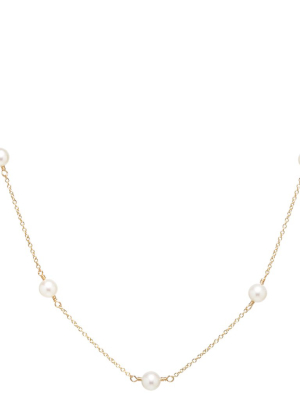 14k Pearl Station Necklace