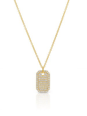 14kt Yellow Gold Diamond Luxe Id Tag Necklace