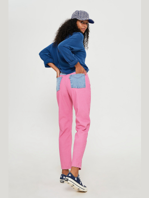 Pink Overdyed Denim Mom Jeans