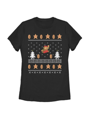 Women's Nintendo Ugly Christmas Mario Coin T-shirt