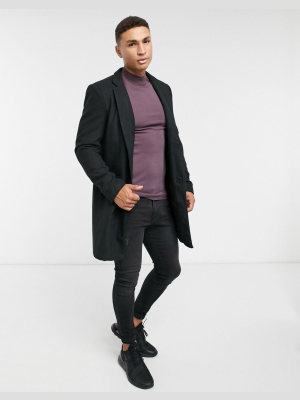 Only & Sons Overcoat In Black