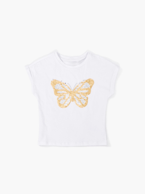 Girls Butterfly Sequin Graphic Tee (kids)