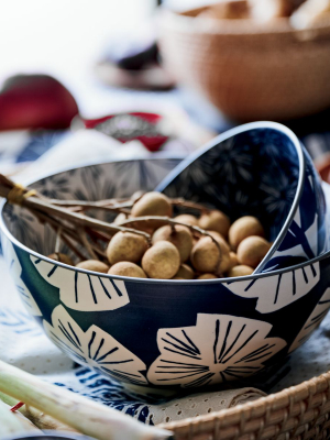 Mai 9.5" Blue Floral Bowl