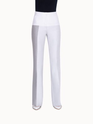 Bootcut Pants In Cotton Silk With Color Blocks