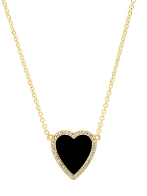 Mini Heart Pendant Necklace - Onyx