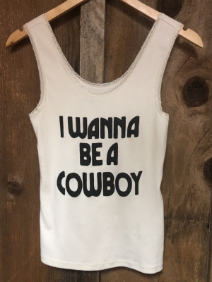 I Wanna Be A Cowboy Lace Tank Wht/blk