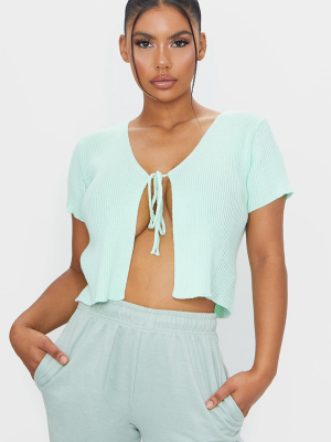 Mint Short Sleeve Tie Front Cardigan