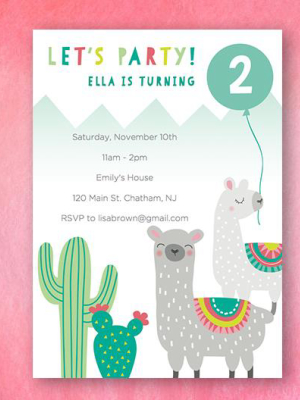 Llama Birthday Invitation - Digital