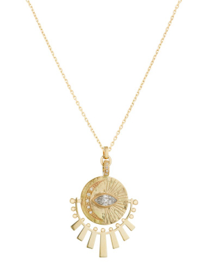 Moon Plate & Sun Beams Necklace - Diamond