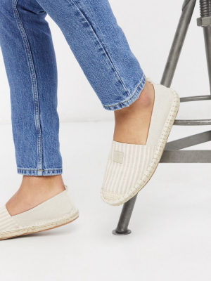 River Island Stripe Woven Espadrille In Stone