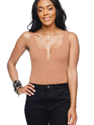 Buddylove Bonnie V-neck Tank Bodysuit - Mocha