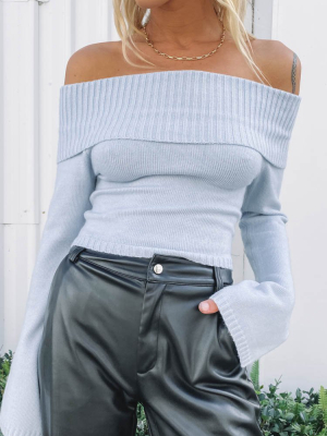 Marci Off Shoulder Sweater Baby Blue