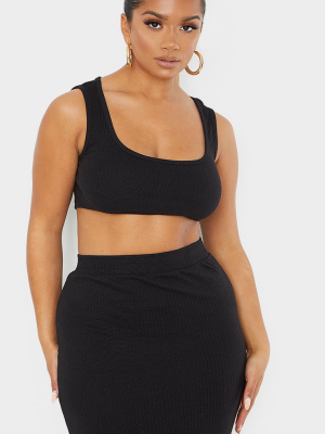 Shape Black Thick Rib Super Cropped Top