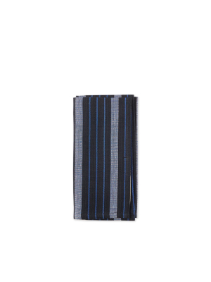 Cotton Striped Napkin In Blue And Black