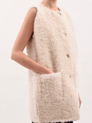 Long Reversible Shearling Vest