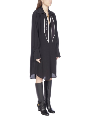 Givenchy Logo Scarf Collar Shirt Dress