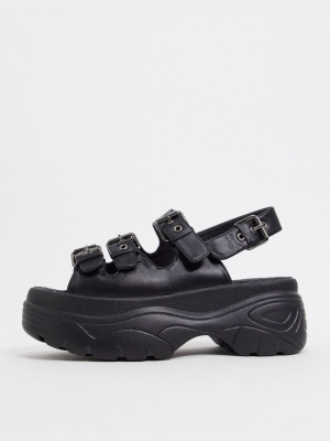 Koi Footwear Vegan Chunky Flatform Sandals In Black