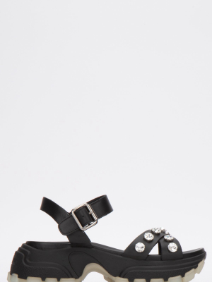 Miu Miu Crystal Embellished Chunky Sole Sandals