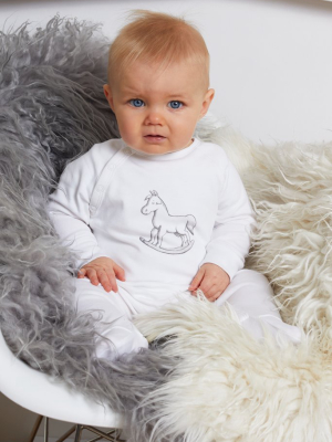 Super Soft Jersey Chest Print Sleepsuit - White