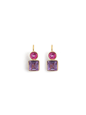 Pastilles Earrings In Pink Topaz And Amethyst