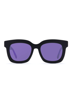 Carson - Matte Black + Purple Mirror Polarized