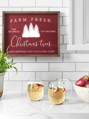 14" X 11" Farm Fresh Christmas Trees Framed Wall Canvas Red - Threshold™