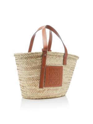 Raffia And Leather Basket Bag