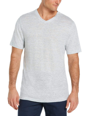 Linen Stripe V-neck Shirt
