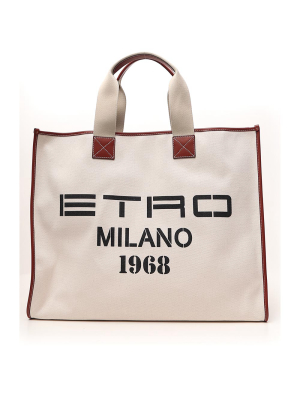 Etro Logo Print Tote Bag