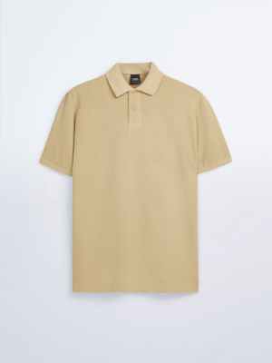 Washed Effect Structured Polo Shirt