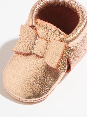 Newborn Rose Gold Bow Mocc