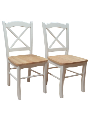 Set Of 2 Tiffany Dining Chair Wood/natural/white - Tms