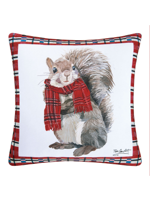 C&f Home 18" X 18" Plaid Squirrel Indoor / Outdoor Pillow