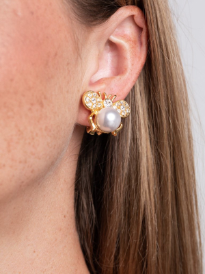 Cultura Pearl Bee Clip Earrings