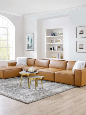 Vitality 5-piece Vegan Leather Sectional Sofa In Tan