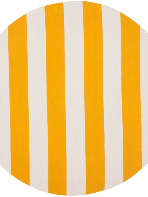 Montauk Stripe Yellow/ivory Round Rug