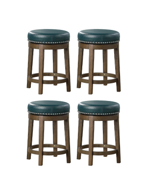 Lexicon Whitby 25 Inch Counter Height Round Swivel Seat Stool, Green (4 Pack)