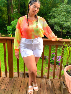 Plus Size Mesh Tie-dye Tee