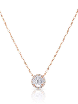 14kt Rose Gold Diamond Round White Topaz Joy Necklace