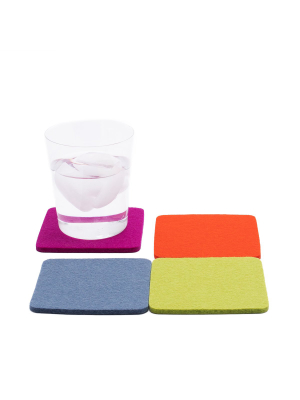 Bierfilzl Merino Wool Felt Square Coaster Multi 4 Pack