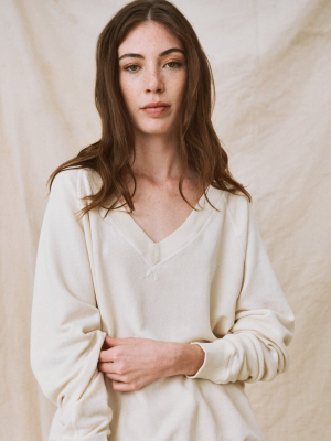 The V-neck Sweatshirt. -- Washed White