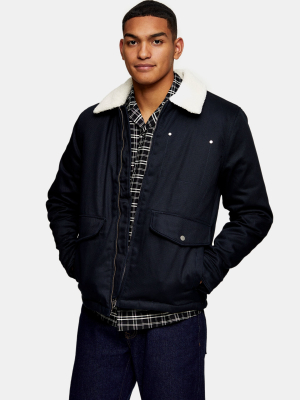 Navy Harrington Borg Jacket