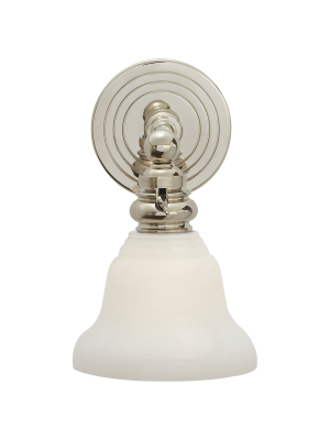 Boston Functional Single Light In Polished Nickel With White Glass