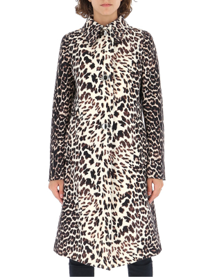 Prada Leopard Print Single-breasted Coat