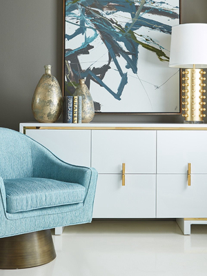 Holden Six Drawer Chest With Inset Brass In White Lacquerquer