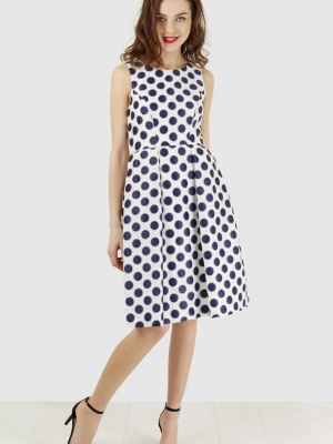 Navy Polka Dot Princess Seam Dress